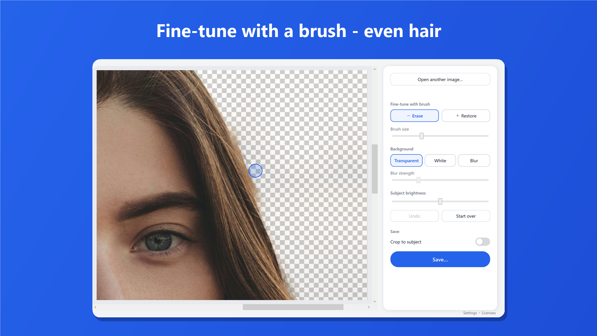 Refining hair details with the brush tool